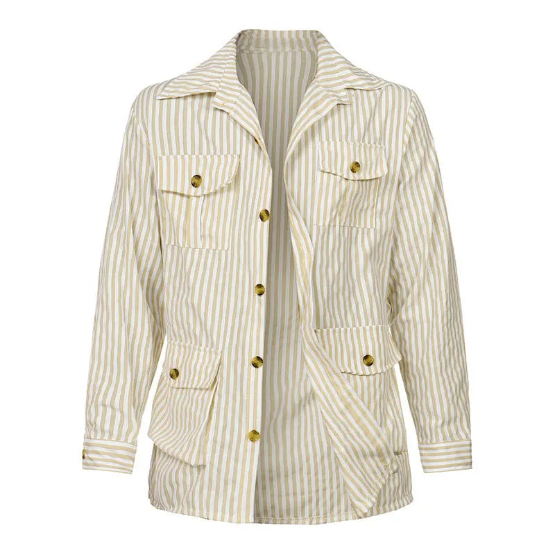 Striped Safari Jacket in Sand