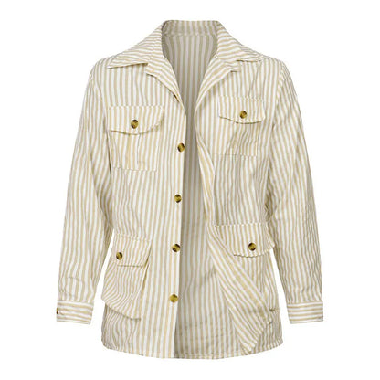 Striped Safari Jacket in Sand