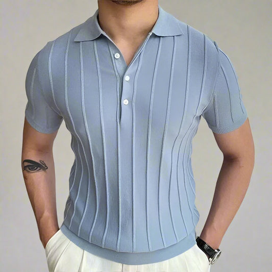 Slim Fit Textured Short Sleeve Polo Shirt