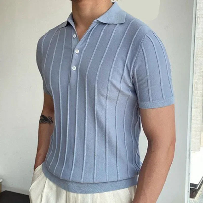 Slim Fit Textured Short Sleeve Polo Shirt