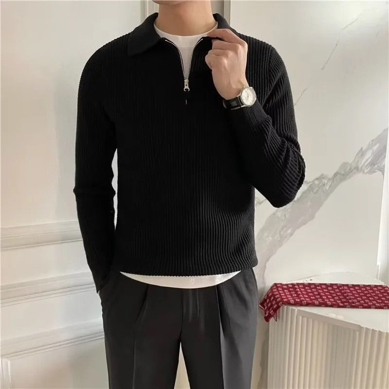 Half Zip Knitted Polo Sweater