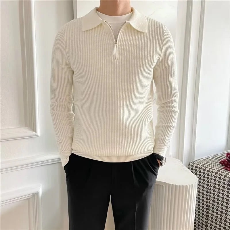 Half Zip Knitted Polo Sweater