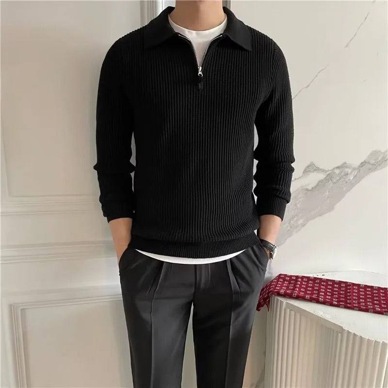 Half Zip Knitted Polo Sweater