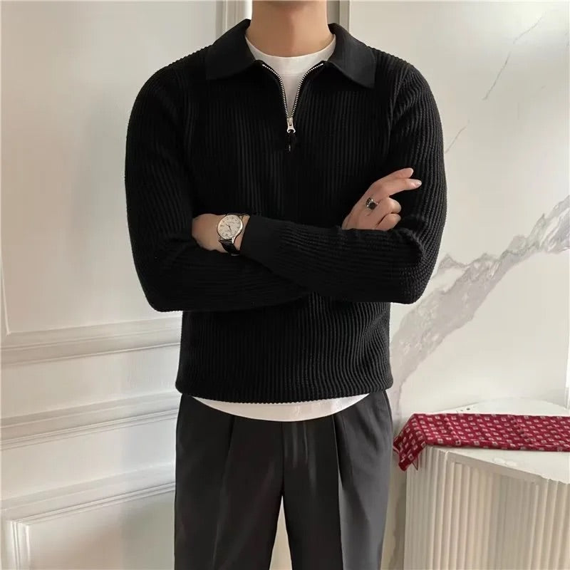 Half Zip Knitted Polo Sweater