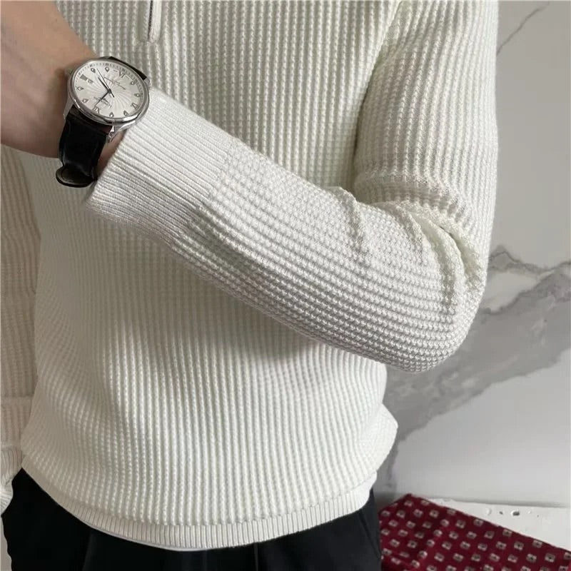 Half Zip Knitted Polo Sweater