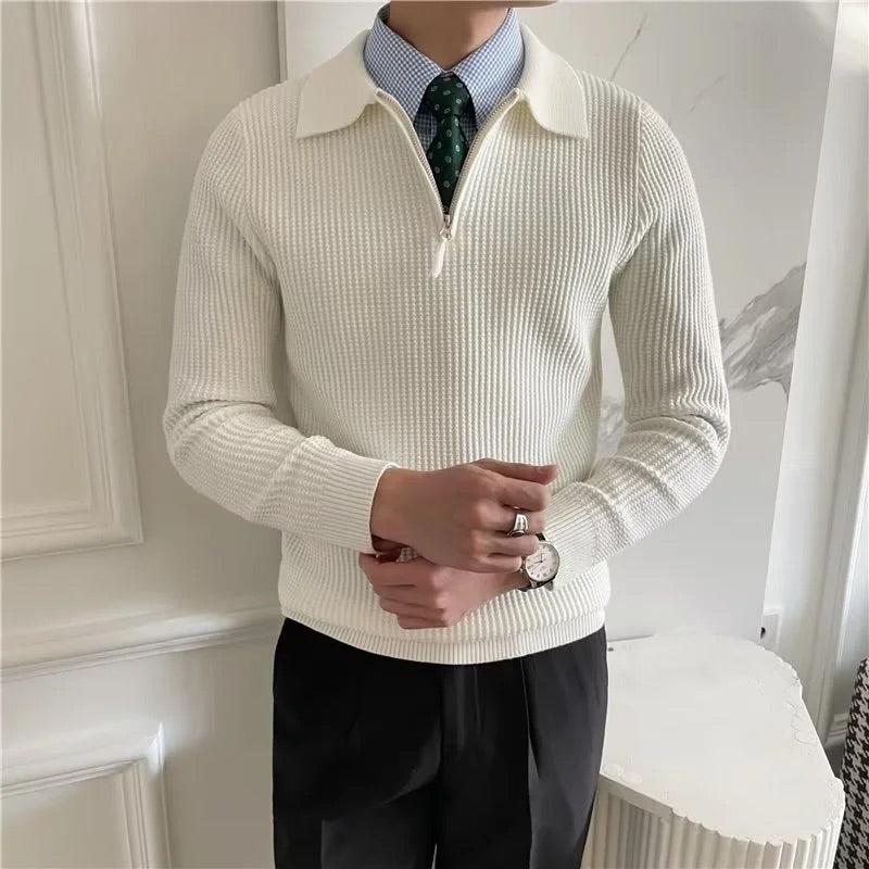 Half Zip Knitted Polo Sweater