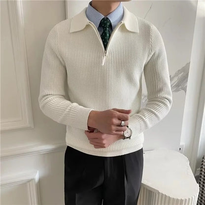 Half Zip Knitted Polo Sweater
