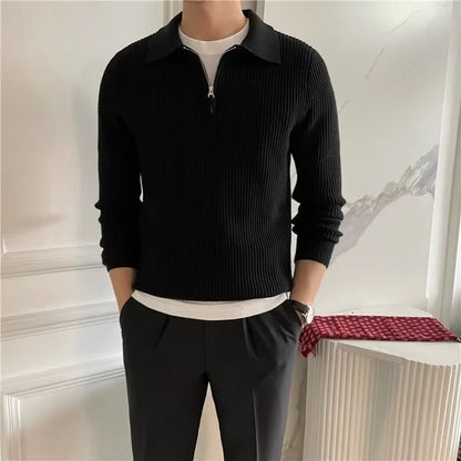 Half Zip Knitted Polo Sweater
