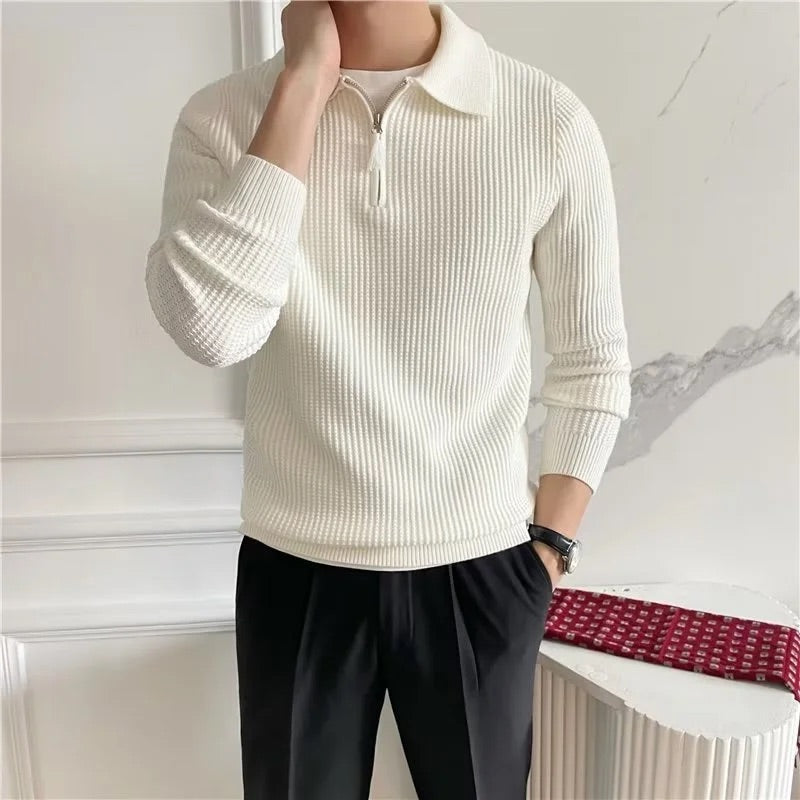Half Zip Knitted Polo Sweater