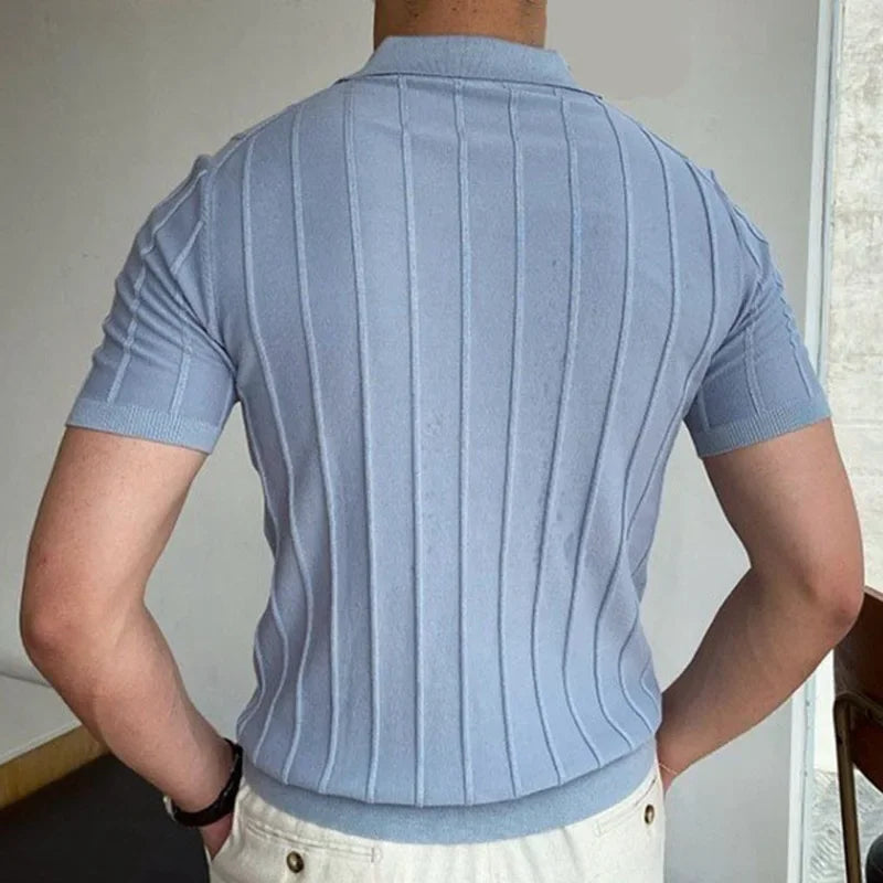 Slim Fit Textured Short Sleeve Polo Shirt