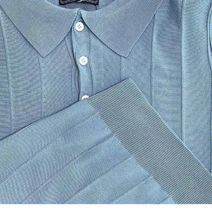 Slim Fit Textured Short Sleeve Polo Shirt